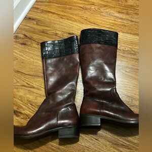 Mally black and brown tall leather boots made in Italy women’s size 38 (US 7.5).